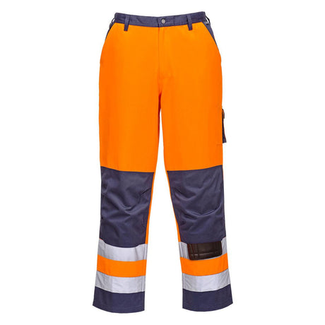 Lyon Hi-Vis Contrast Work Trousers - Orange/Navy Tall