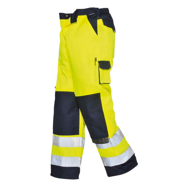 Lyon Hi-Vis Contrast Work Trousers - Yellow/Navy Tall