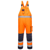 Dijon Hi-Vis Contrast Work Bib and Brace - Orange/Navy