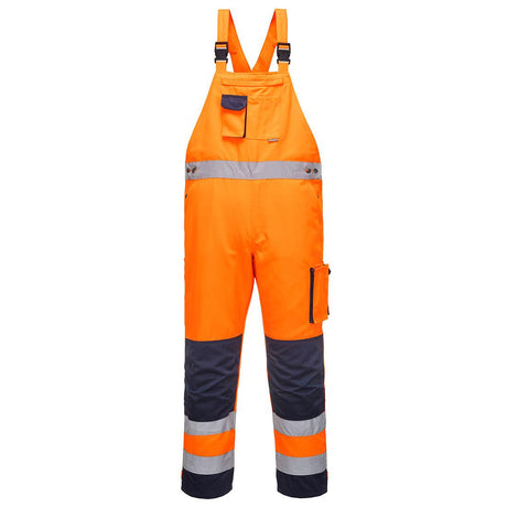 Dijon Hi-Vis Contrast Work Bib and Brace - Orange/Navy