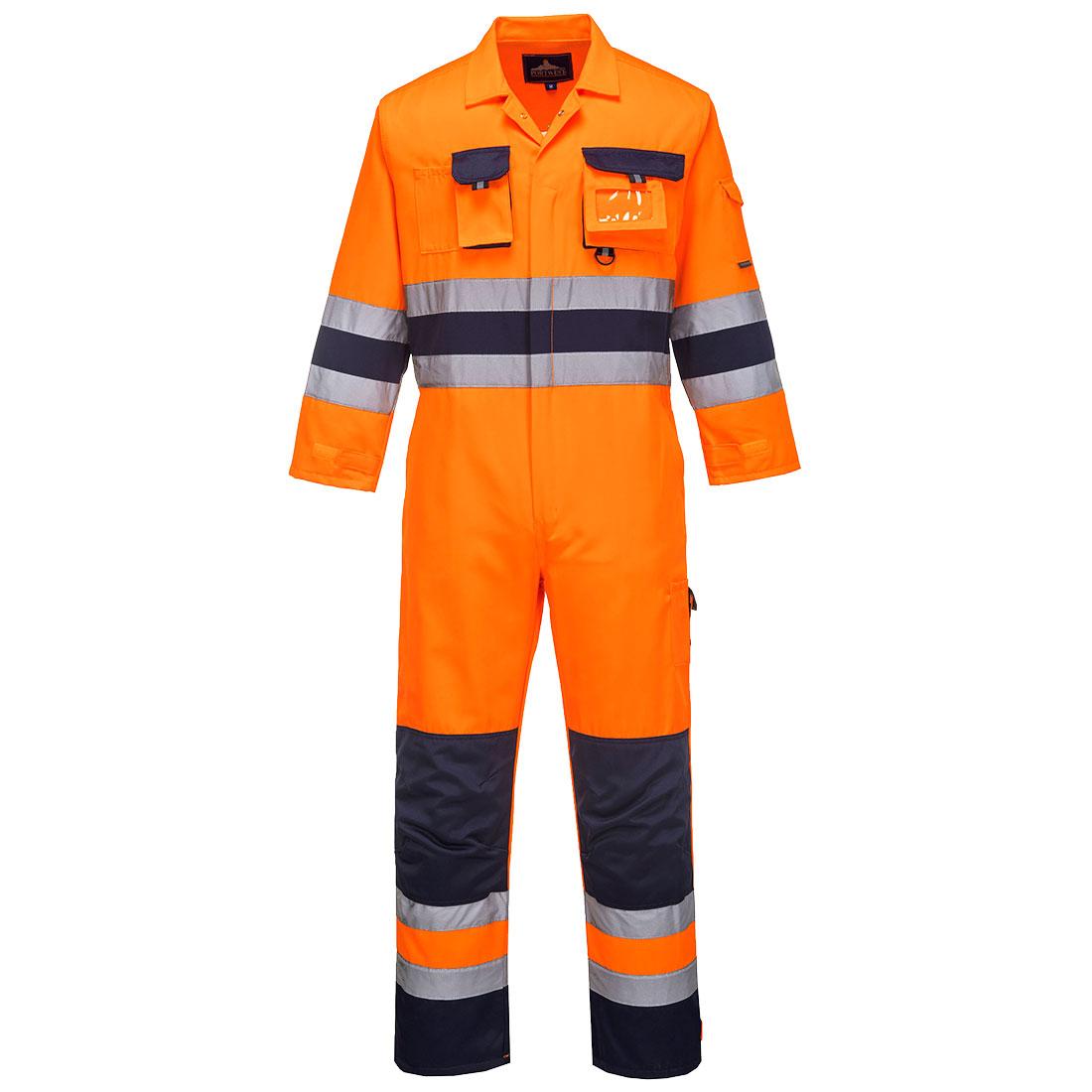 Nantes Hi-Vis Contrast Work Coverall - Orange/Navy