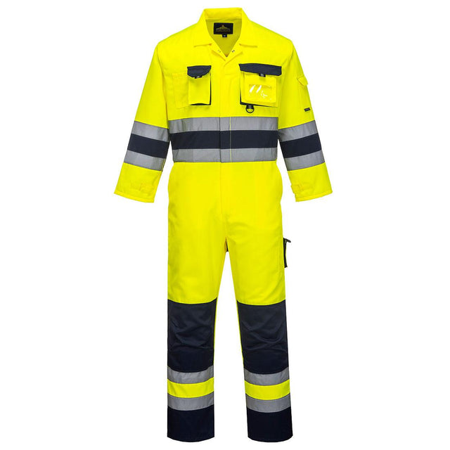 Nantes Hi-Vis Contrast Work Coverall - Yellow/Navy