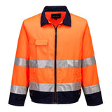 Madrid Hi-Vis Contrast Bomber Jacket - Orange/Navy
