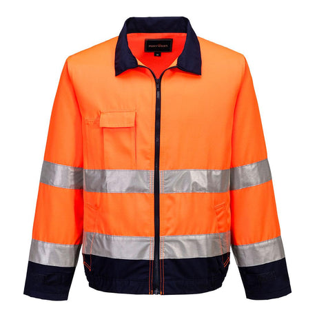 Madrid Hi-Vis Contrast Bomber Jacket - Orange/Navy