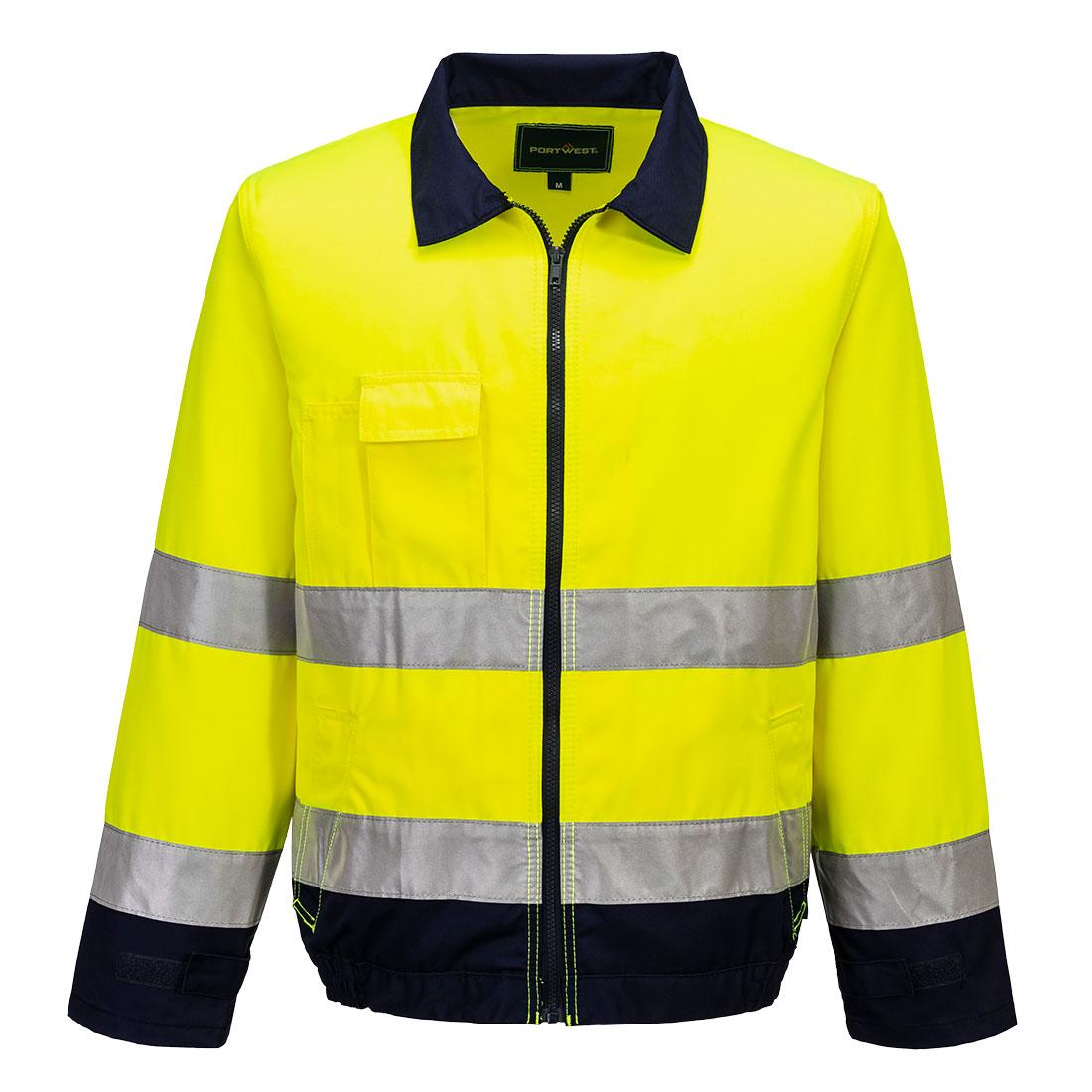 Madrid Hi-Vis Contrast Bomber Jacket - Yellow/Navy