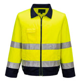Madrid Hi-Vis Contrast Bomber Jacket - Yellow/Navy