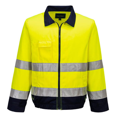 Madrid Hi-Vis Contrast Bomber Jacket - Yellow/Navy