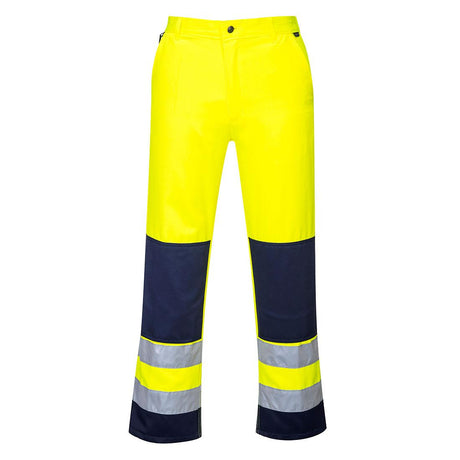 Seville Hi-Vis Contrast Work Trousers - Yellow/Navy