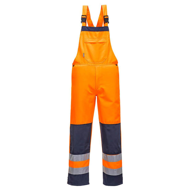 Girona Hi-Vis Contrast Work Bib and Brace - Orange/Navy