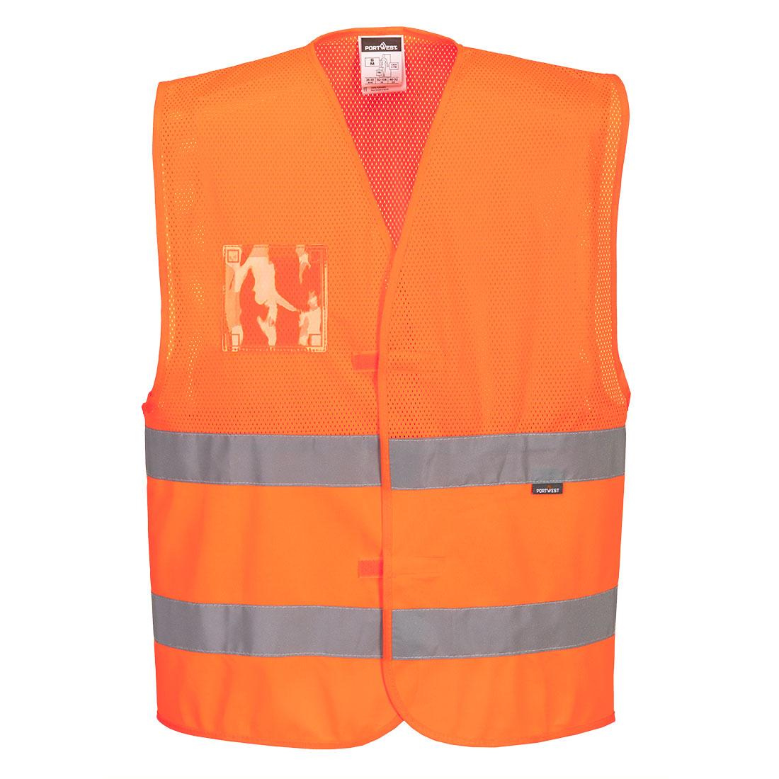 Hi-Vis Half Mesh Two Band Vest - Orange