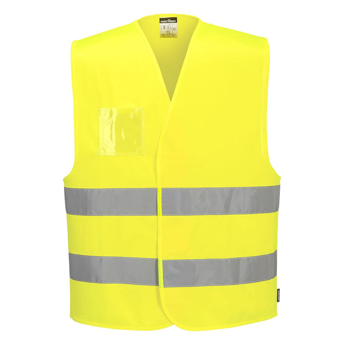 Hi-Vis Two Band Dual ID Holder Vest - Yellow