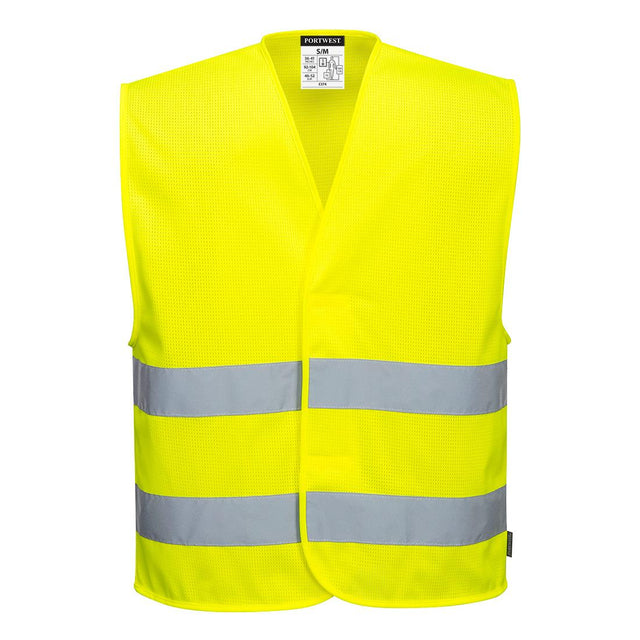Hi-Vis Mesh Two Band Vest - Yellow